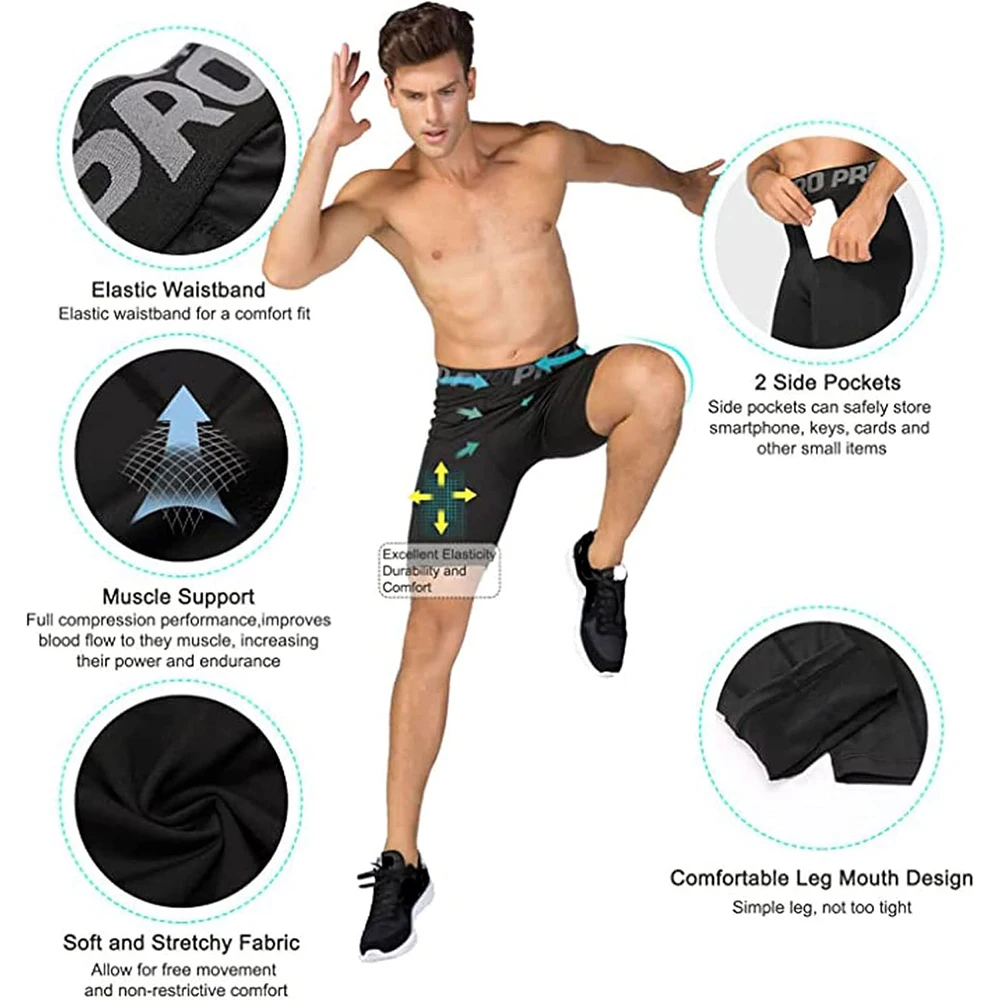 Mens Gym Shorts with Pockets W - Compression Shorts Athletes のレビューと価格