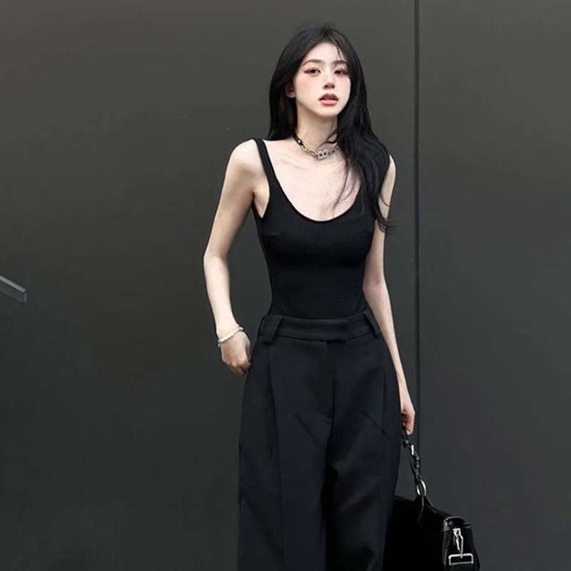 Black Strappy Bodysuit Sexy Ba - Tank Top Ribbed のレビューと価格