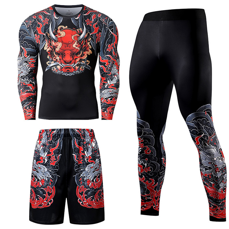 2/3PCS Men Jiu jitsu Tracksuit - Compression Long Pant のレビューと価格