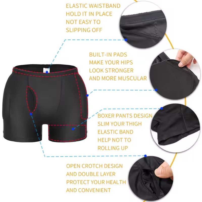 Men Padded Hip Enhancer Booty  - Boxer Brief Pack Cotton のレビューと価格