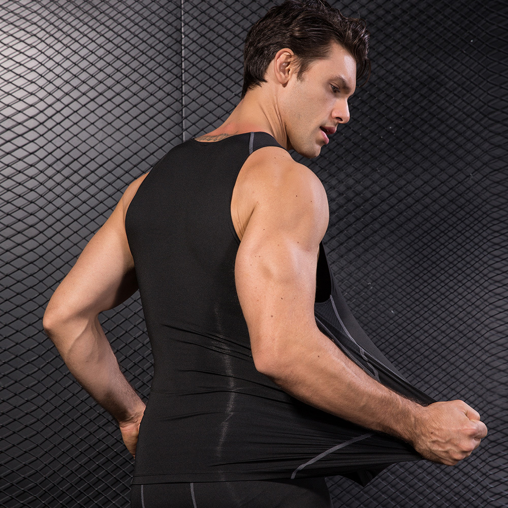 Men Black Sport Skinny Vest Ti - T Shirt Tight Fit のレビューと価格