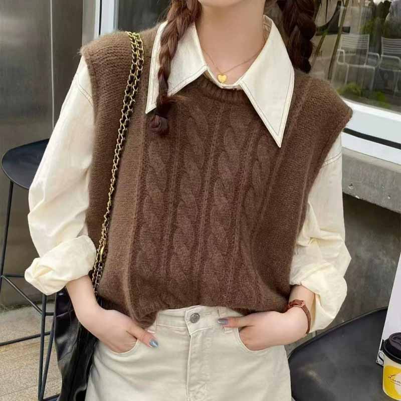 2025 New O-Neck Knitted Vest W - Sleeveless Undershirt のレビューと価格