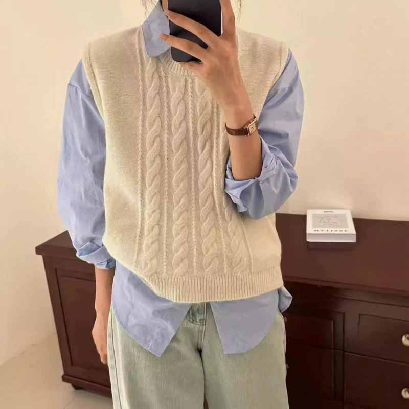 2025 New O-Neck Knitted Vest W - Sleeveless Undershirt のレビューと価格