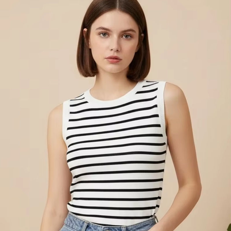 One Size Short Striped Ice Sil - Sleeveless Undershirt のレビューと価格