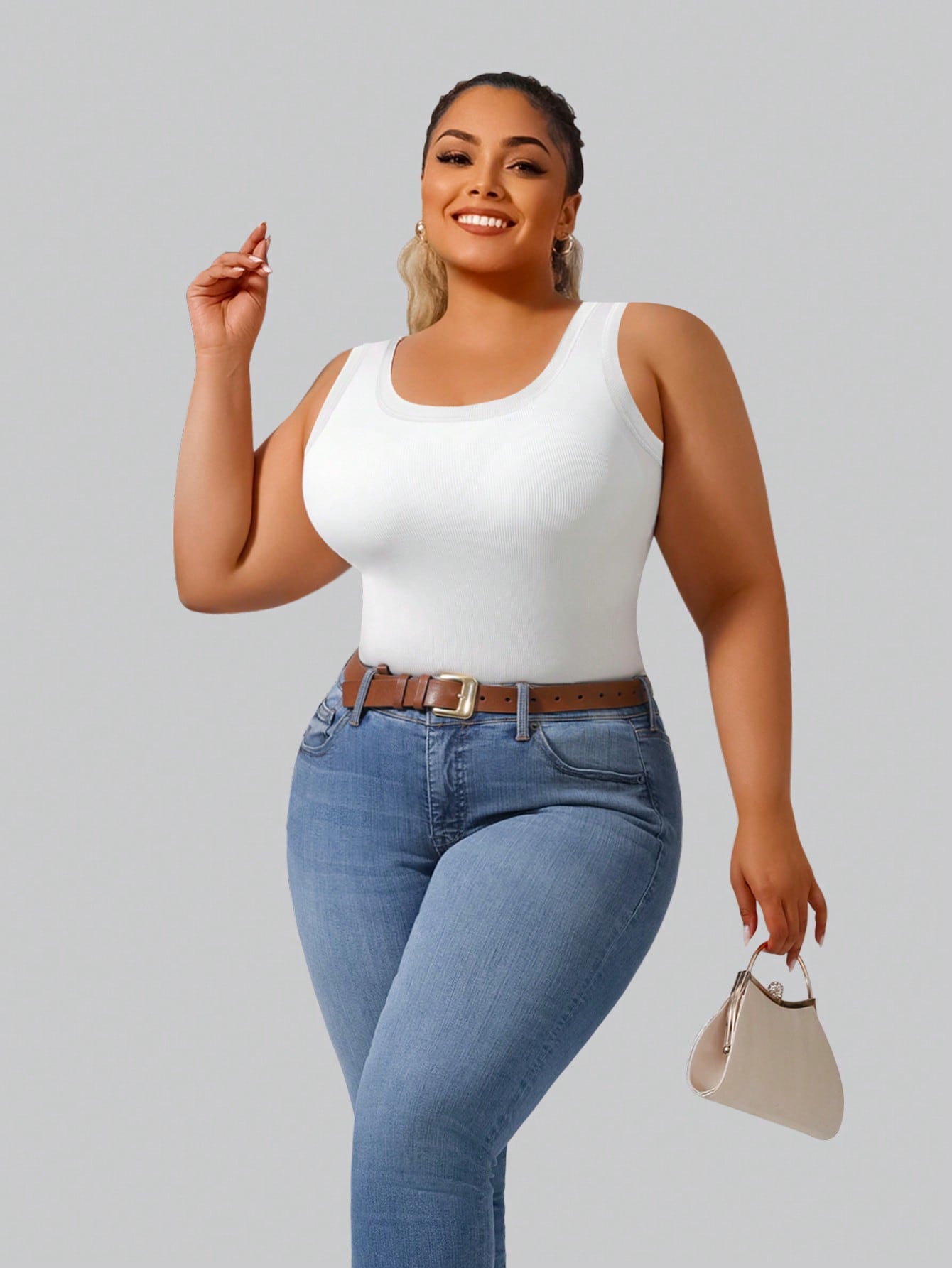 Plus Size Women's Solid Ribbed - Tank Top Ribbed のレビューと価格