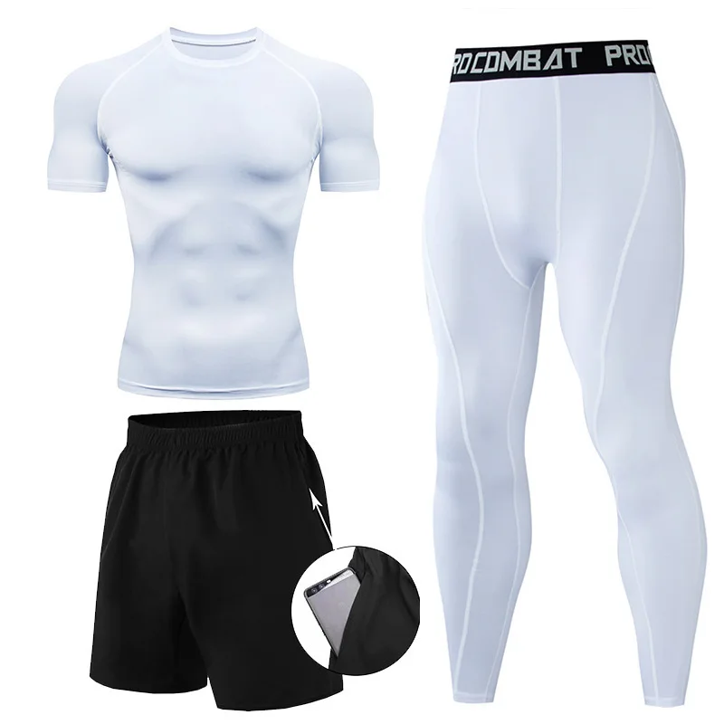 3 Pieces Fitness Suits Athleti - Compression Shorts Athletes のレビューと価格