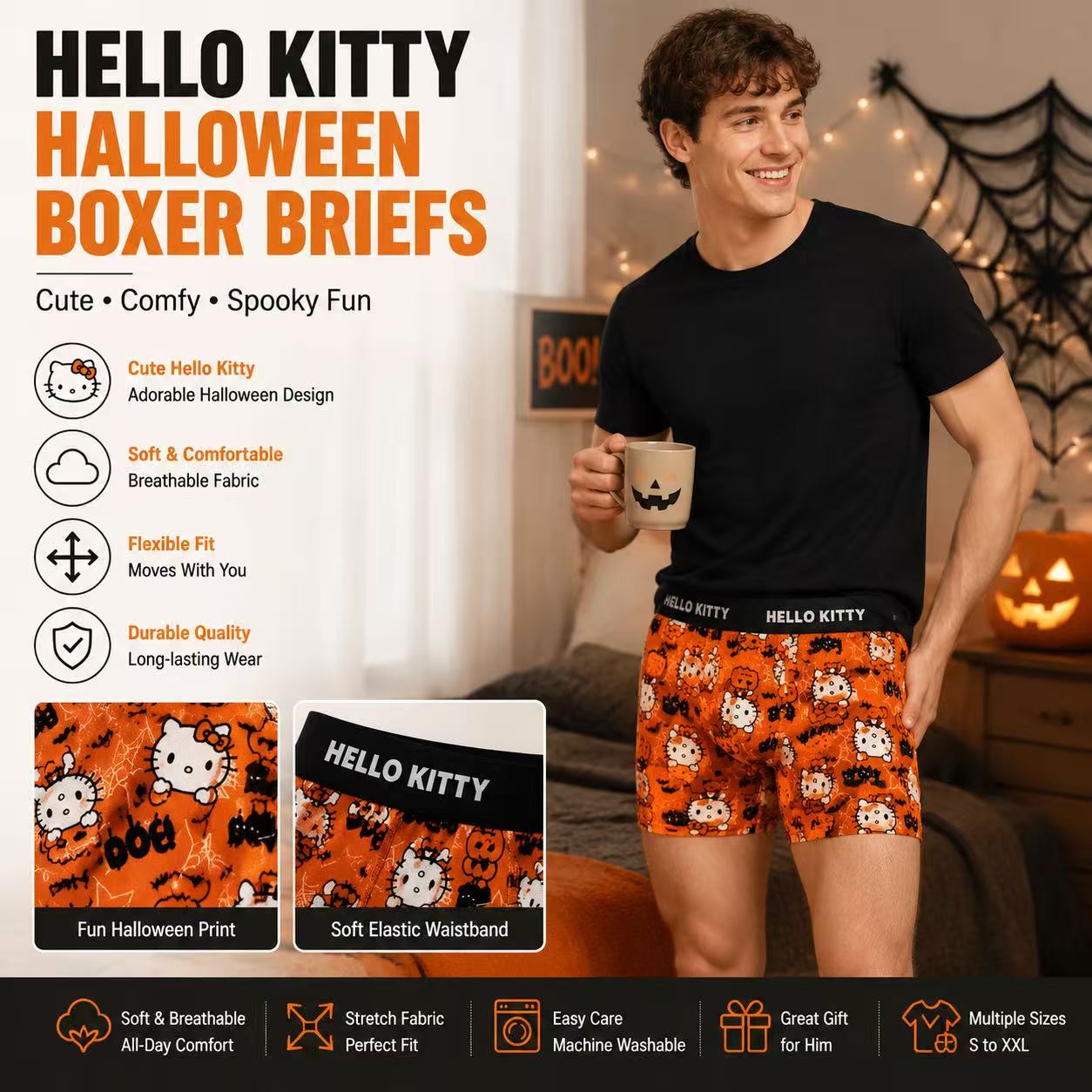 Print Hello Kitty Men's Sports - Quick Dry Underwear のレビューと価格