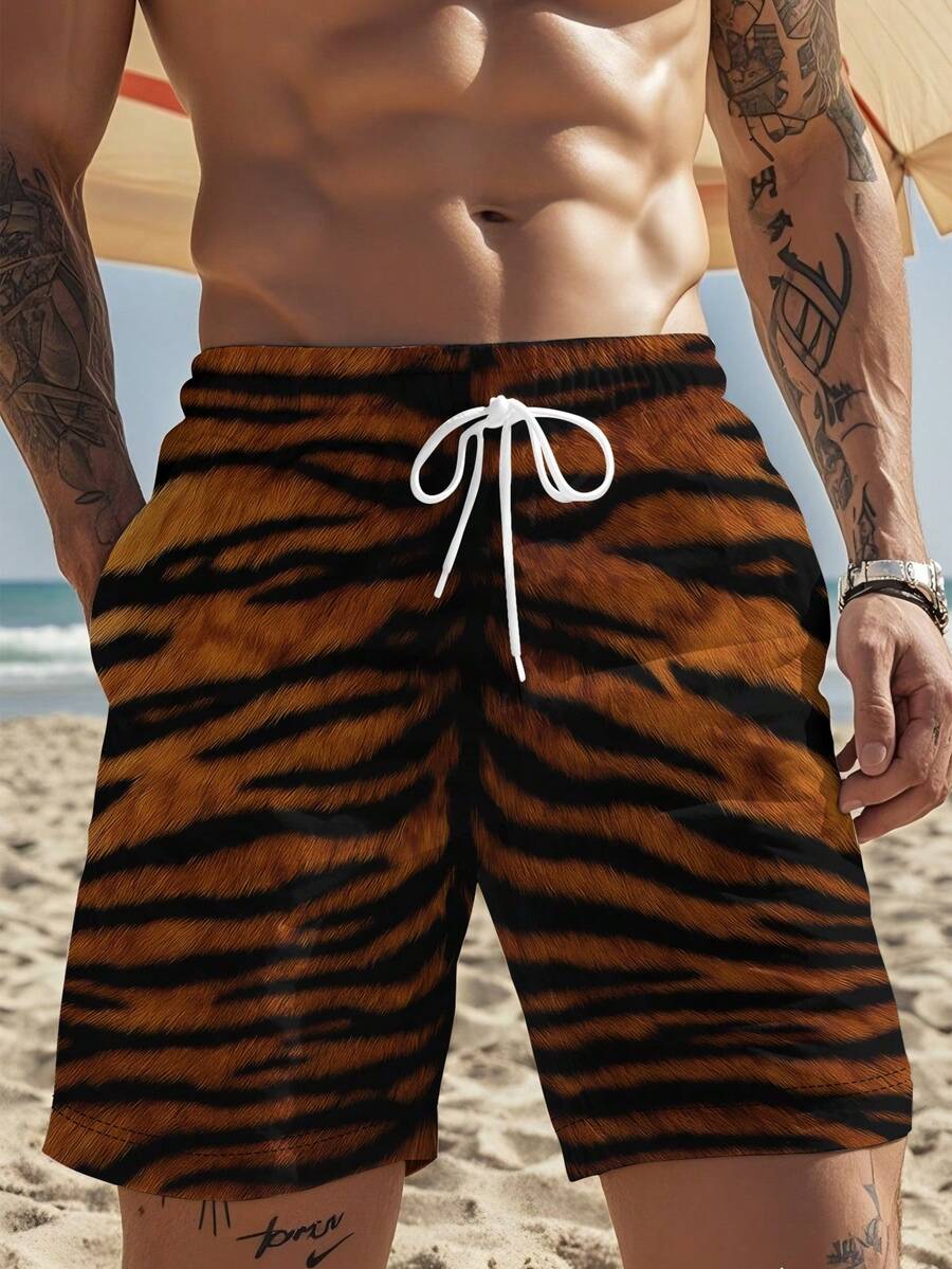 Mens Tiger Print Beach Shorts  - Trunk Breathable Men のレビューと価格