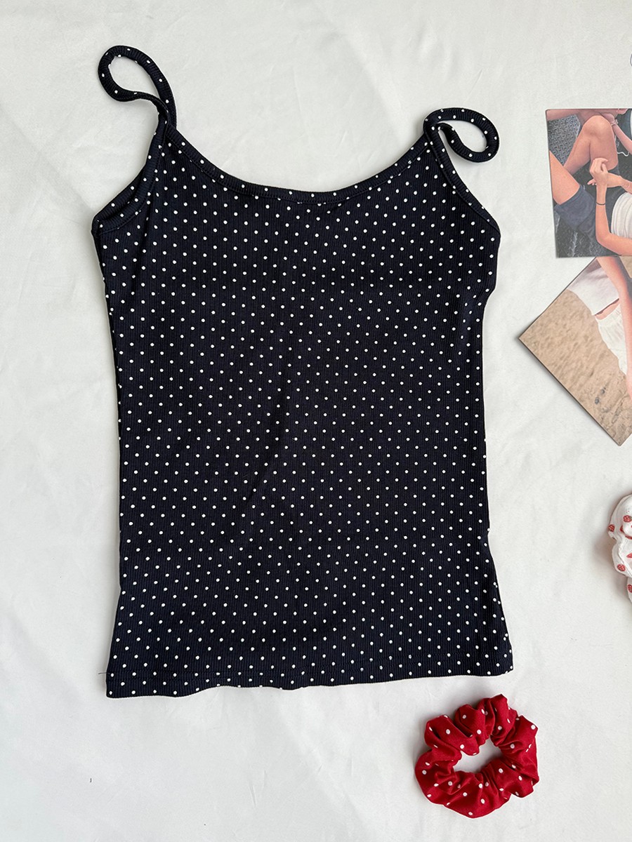 Navy Dot Ribbed Shorts Sets Wo - Tank Top Ribbed のレビューと価格