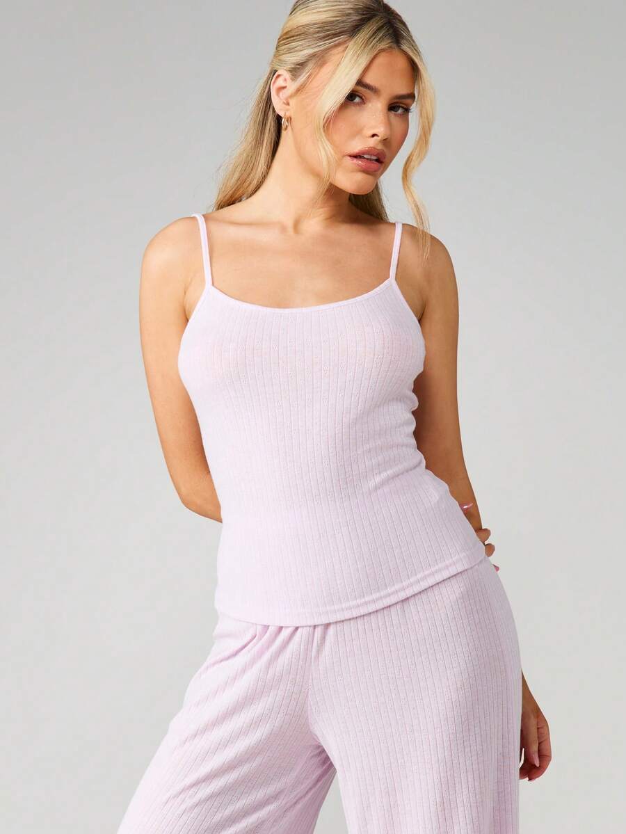 Ribbed Pointelle Lounge Set Wi - Tank Top Ribbed のレビューと価格
